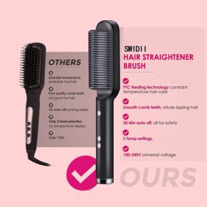 Hair Straightener Iron Brush Straight Hair Comb 2-in-1 Hair Straightener  Curling Comb Professional Styling Brush Hair Curler & Straightener Styler  For Women (random Color) - Ex And Next