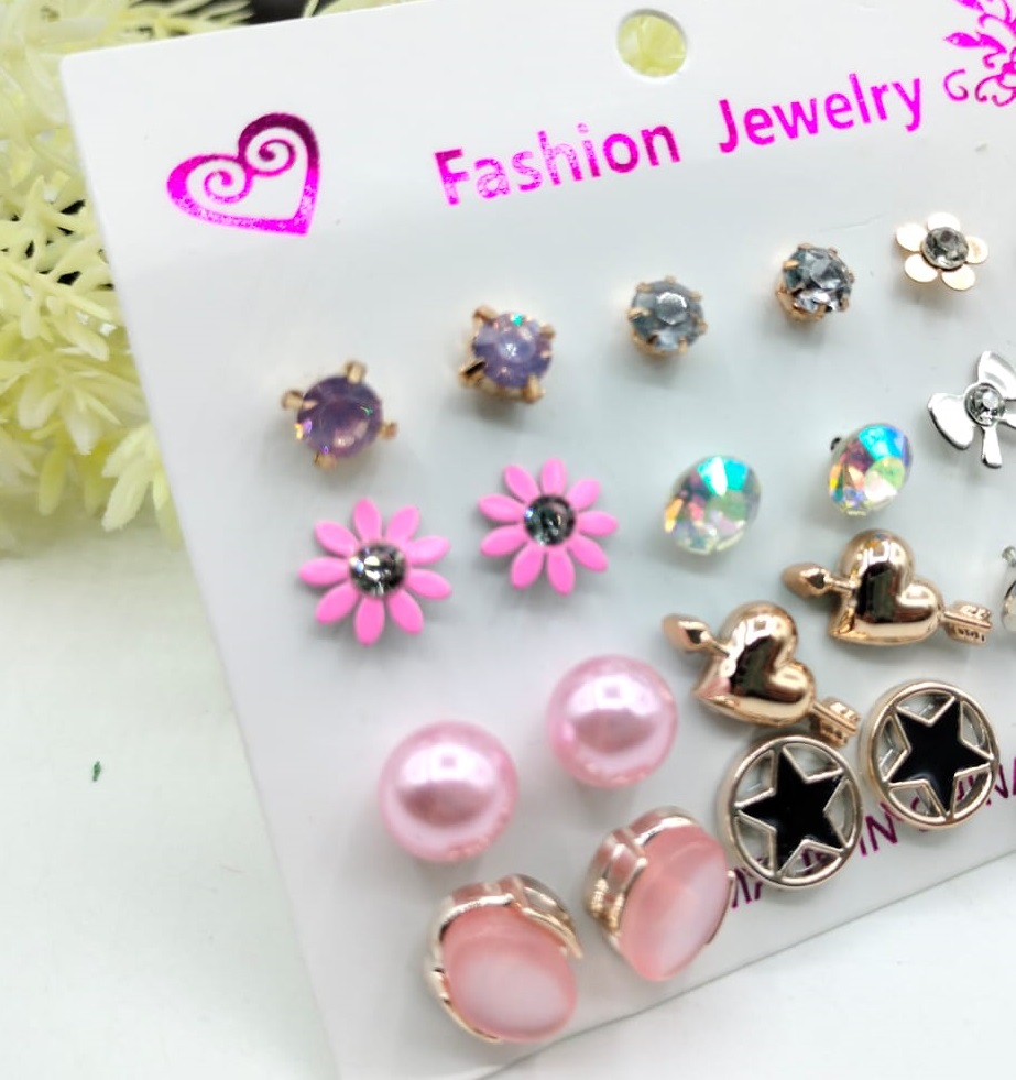 trendy-artificial-stones-ear-studs---pink-card-12-x-studs-pair_PD5124