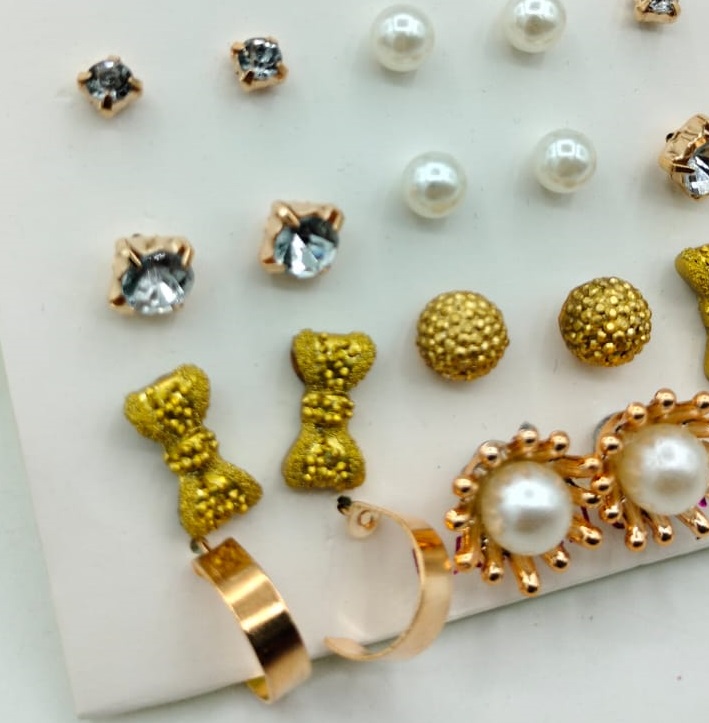 12-x-studs-pair-trendy-artificial-stones-ear-studs---golden-tie_PD5123