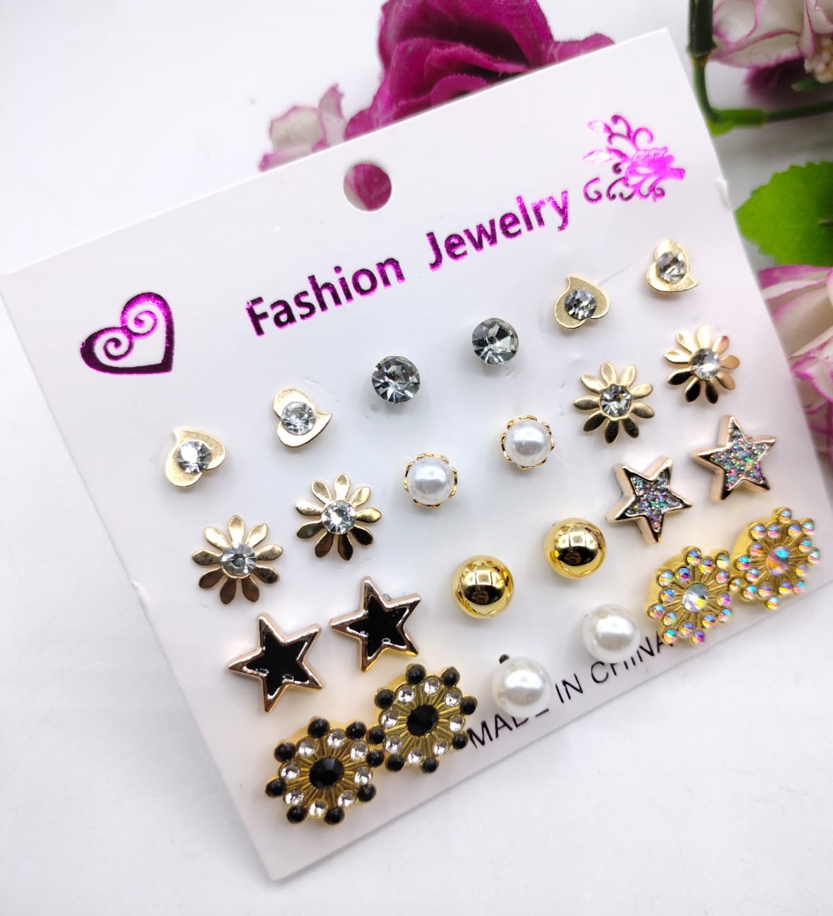 12-x-studs-pair-trendy-artificial-stones-ear-studs---black-star_PD5121