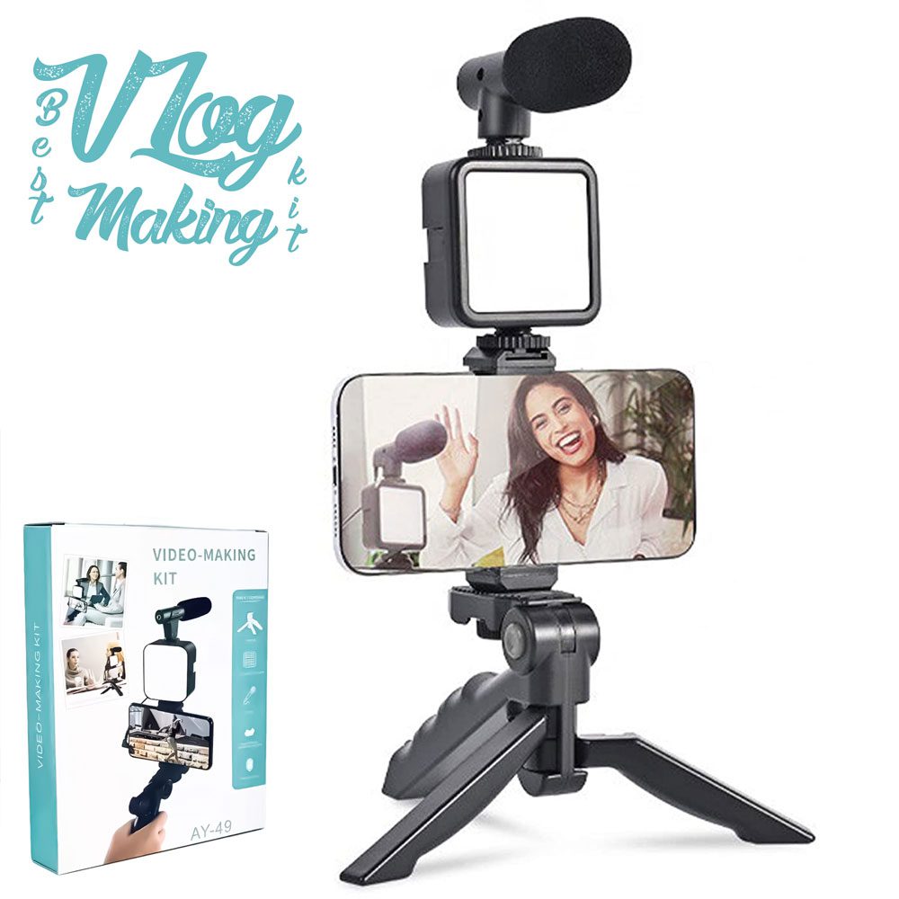 ay-49-vlogger-video-making-kits-vlog-microphone-led-fill-light-mini-tripod-mobile-holder_PD7976