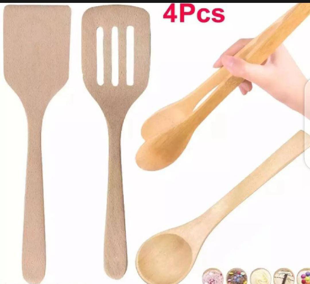 4pcs-wooden-bamboo-utensil-set-spoon-ladle-slotted-turner-food-tongs-cooking_PD3235