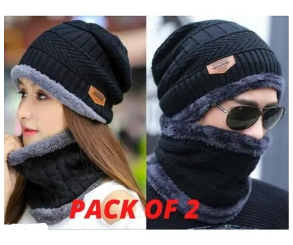 couple-pack-of-2-combo---woolen-winter-beanie-head-cap-with-neck-warmer-muffler-for-men-and-women-black_PD2712