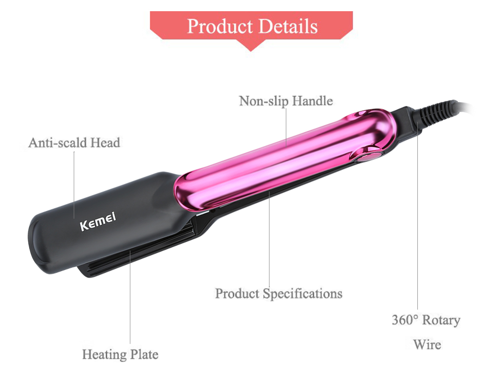 kemei-km---2113-tourmaline-ceramic-coating-styling-tools-fast-heating-flat-iron-professional-electric-hair-straightener-best-quality-straightener_PD8038