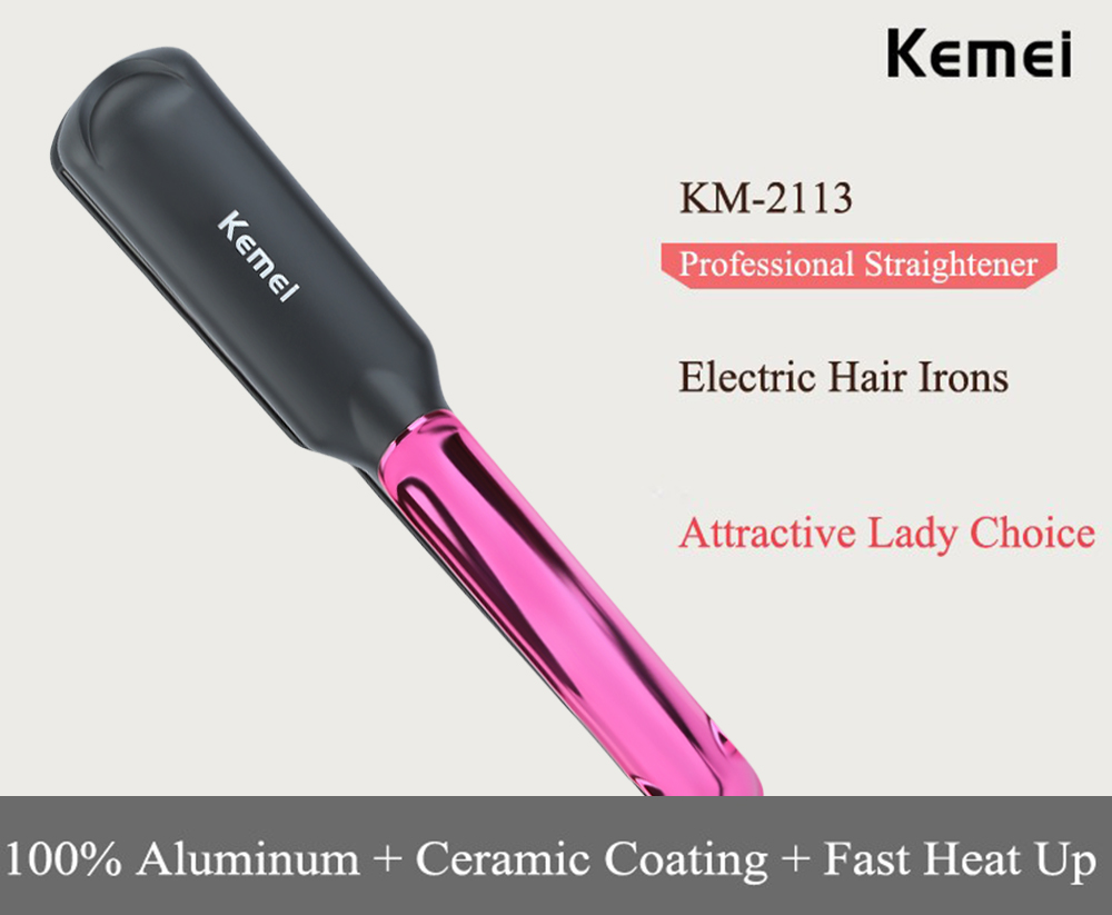 kemei-km---2113-tourmaline-ceramic-coating-styling-tools-fast-heating-flat-iron-professional-electric-hair-straightener-best-quality-straightener_PD8038