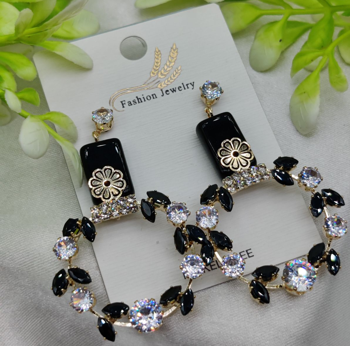 imported-elegant-floral-hoop-earrings-with-black-and-crystal-accents-best-quality-earrings-for-girls-amp-women-luxury-look-earrings_PD7500