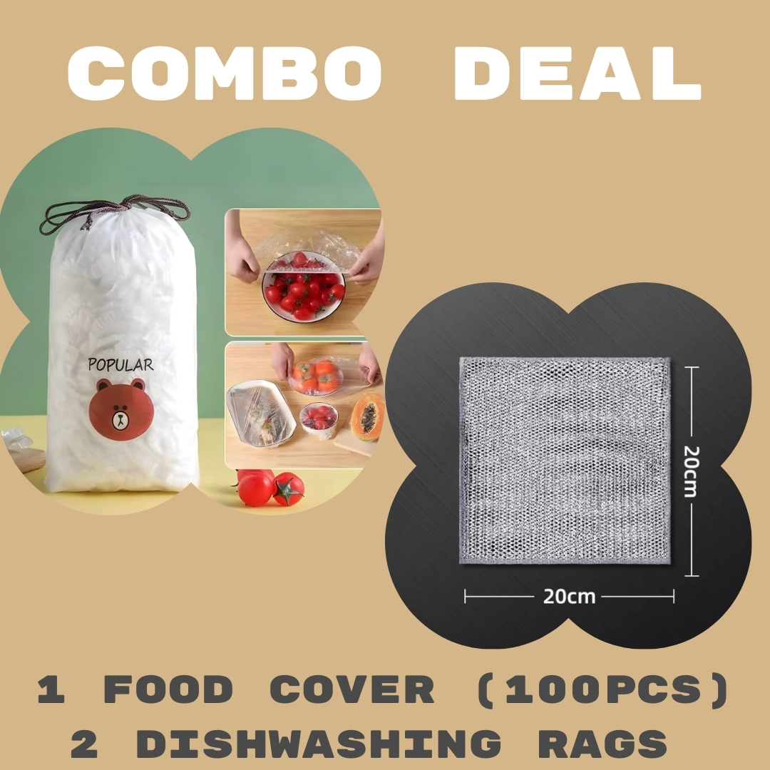 combo-deal-disposable-food-cover-plastic-wrap-100-pcs-2-pcs-dishwashing-rug-reusable-elastic-food-storage-covers-amp-metal-wire-dish-washing-rugs-for-kitchen_PD7949