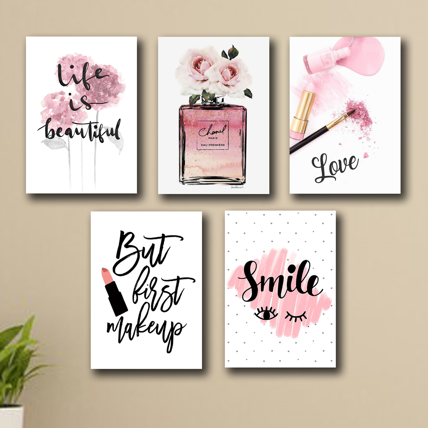 set-of-5-make-up-themed-girls-room-decore-wall-art-wooden-sticky-phototile-frames_PD8446