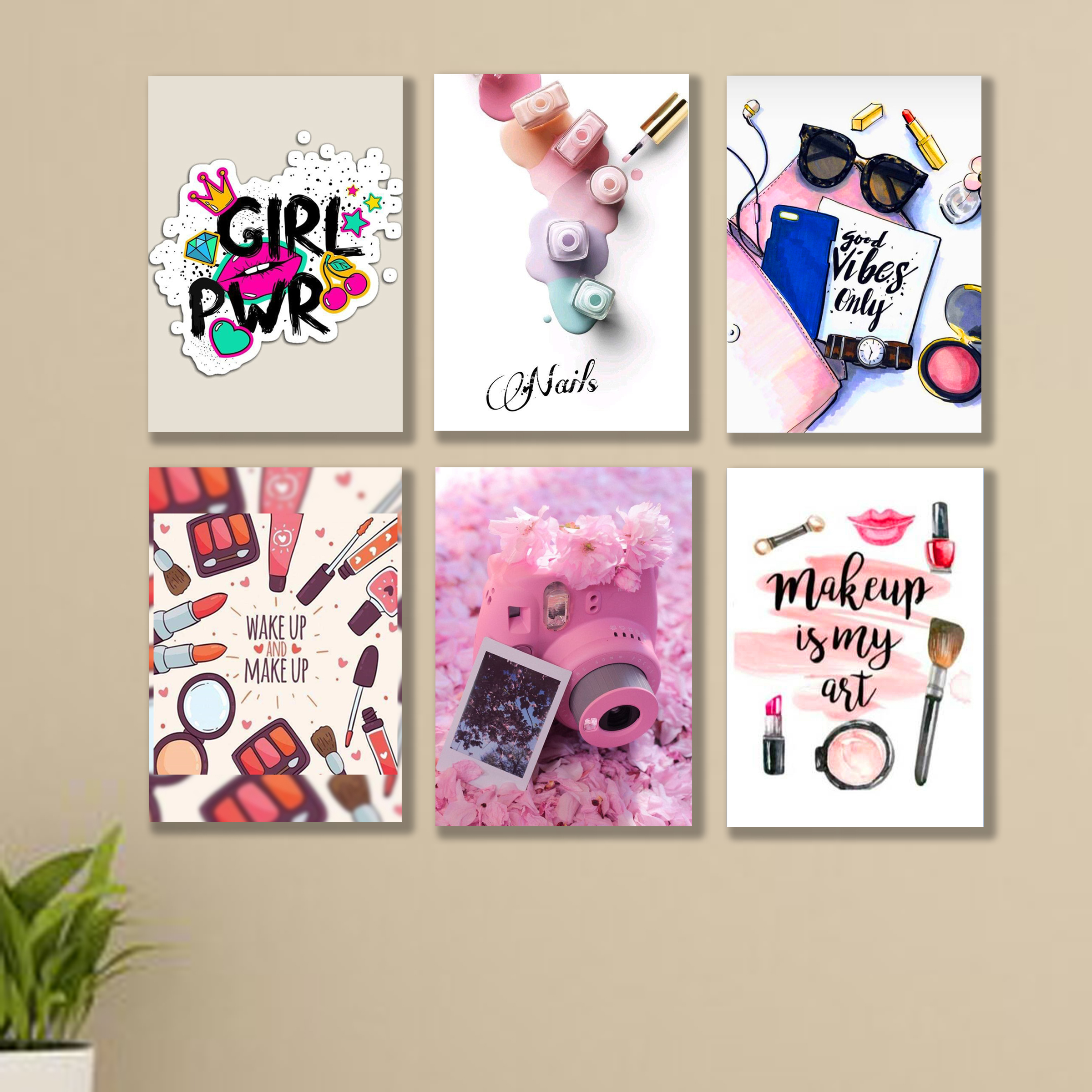 set-of-5-make-up-themed-girls-room-decore-wall-art-wooden-sticky-phototile-frames_PD8448